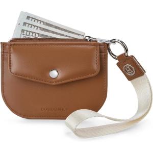 imageBOSTANTEN Keychain Wallet RFID Leather Credit Card Holder Wristlet Wallets for Women with Coin Purse  Lipstick Case BeigeBrownYBrownBeige