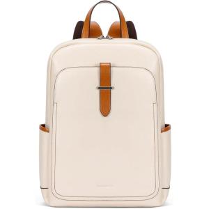 imageBOSTANTEN Leather Laptop Backpack for Women156 inch Computer Backpack Purse College Daypack Work Travel Bag BlackbrownBeige