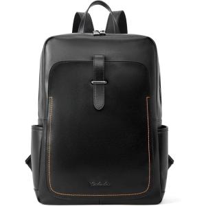 imageBOSTANTEN Leather Laptop Backpack for Women156 inch Computer Backpack Purse College Daypack Work Travel Bag BlackbrownPlain Black