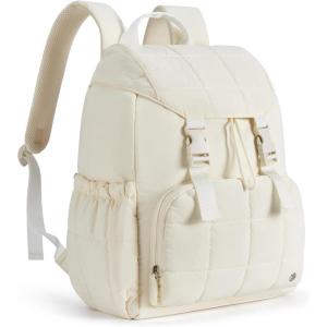 imageBOSTANTEN Puffer Backpack for Women 156 Inch College Laptop Backpack with RFID Pocket Water Resistant Casual Travel Daypack KhakiBeige