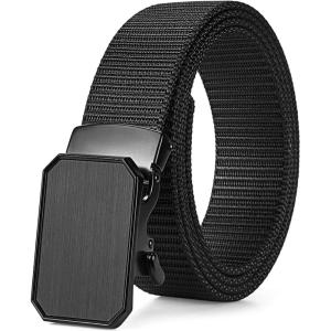 imageBOSTANTEN Ratchet Web Belt Men Nylon Golf Adjustable Work Mens Belt with Casual Pants007all Black