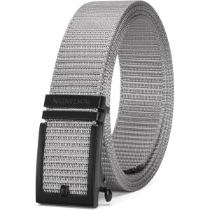 imageBOSTANTEN Ratchet Web Belt Men Nylon Golf Adjustable Work Mens Belt with Casual Pants009hollow Blackgray