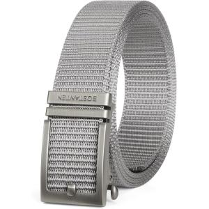 imageBOSTANTEN Ratchet Web Belt Men Nylon Golf Adjustable Work Mens Belt with Casual Pants010hollow Gungray