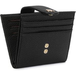 imageBOSTANTEN Slim Wallet for Women Small RFID Blocking Credit Card Holder Leather Bifold Wallets with Zipper Coin Pocket BlackBlack
