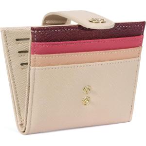 imageBOSTANTEN Slim Wallet for Women Small RFID Blocking Credit Card Holder Leather Bifold Wallets with Zipper Coin Pocket BlackRainbow Pink