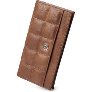 imageBOSTANTEN Slim Women Wallet Leather RFID Credit Card Holder Bifold Ladies Wallets with Zipper Coin Pocket Beige and BrownSBrown