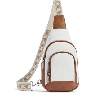 imageBOSTANTEN Sling Bag for Women Crossbody Purse Crossbody Bag Leather Chest Bag with Adjustable Guitar Strap for TravelAbeige