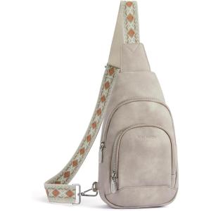 imageBOSTANTEN Sling Bag for Women Crossbody Purse Crossbody Bag Leather Chest Bag with Adjustable Guitar Strap for TravelAgrey