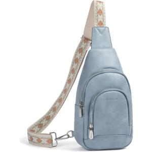 imageBOSTANTEN Sling Bag for Women Crossbody Purse Crossbody Bag Leather Chest Bag with Adjustable Guitar Strap for TravelAlight Blue