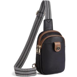 imageBOSTANTEN Small Sling Bag Crossbody Bags for Women Trendy Crossbody Purse Leather Chest BagAblacksmall