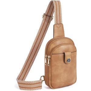 imageBOSTANTEN Small Sling Bag Crossbody Bags for Women Trendy Crossbody Purse Leather Chest BagAcamel Brownsmall