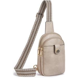 imageBOSTANTEN Small Sling Bag Crossbody Bags for Women Trendy Crossbody Purse Leather Chest BagAcloud Grey