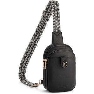 imageBOSTANTEN Small Sling Bag Crossbody Bags for Women Trendy Crossbody Purse Leather Chest BagAdeep Blacksmall