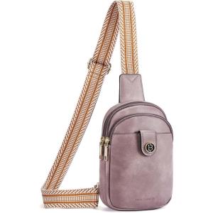 imageBOSTANTEN Small Sling Bag Crossbody Bags for Women Trendy Crossbody Purse Leather Chest BagAlight Purplesmall