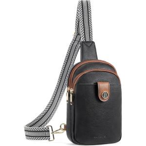 imageBOSTANTEN Small Sling Bag Crossbody Bags for Women Trendy Crossbody Purse Leather Chest BagDblackmedium