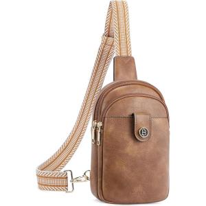 imageBOSTANTEN Small Sling Bag Crossbody Bags for Women Trendy Crossbody Purse Leather Chest BagDbrownmedium
