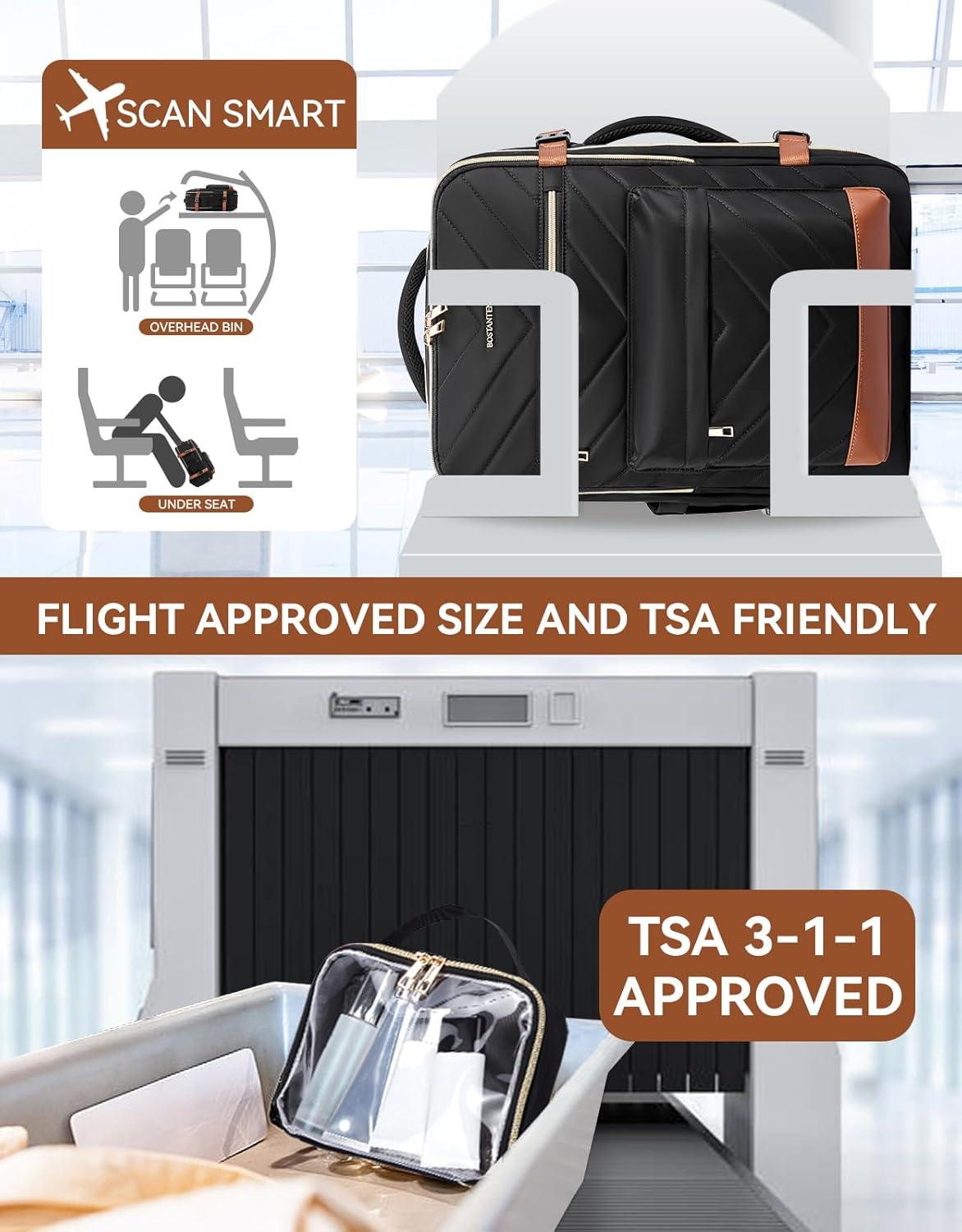 imageBOSTANTEN Travel Backpack For Women TSA Carry On Backpack for Airplanes Personal Item Backpack Fits 156 Inch Laptop with USBTypeC Charging Port Weekender Overnight Daypack with 2 Packing CubesBlackbrown3pcs