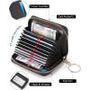 imageBOSTANTEN Credit Card Holder Wallet RFID Double Zipper Small Wallet for Women Leather Keychain Wallet with Tassel BlueBlack