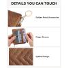 imageBOSTANTEN Credit Card Holder Wallet RFID Double Zipper Small Wallet for Women Leather Keychain Wallet with Tassel BlueBrown