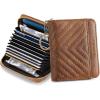 imageBOSTANTEN Credit Card Holder Wallet RFID Double Zipper Small Wallet for Women Leather Keychain Wallet with Tassel BlueBrown