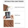imageBOSTANTEN Credit Card Holder Wallet RFID Double Zipper Small Wallet for Women Leather Keychain Wallet with Tassel BlueBrownBlack