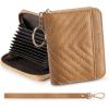 imageBOSTANTEN Credit Card Holder Wallet RFID Double Zipper Small Wallet for Women Leather Keychain Wallet with Tassel BlueCamel