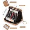 imageBOSTANTEN Credit Card Holder Wallet RFID Double Zipper Small Wallet for Women Leather Keychain Wallet with Tassel BlueCamel