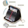 imageBOSTANTEN Credit Card Holder Wallet RFID Double Zipper Small Wallet for Women Leather Keychain Wallet with Tassel BlueGrey