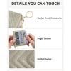 imageBOSTANTEN Credit Card Holder Wallet RFID Double Zipper Small Wallet for Women Leather Keychain Wallet with Tassel BlueGrey