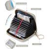 imageBOSTANTEN Credit Card Holder Wallet RFID Double Zipper Small Wallet for Women Leather Keychain Wallet with Tassel BlueLight Grey