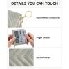 imageBOSTANTEN Credit Card Holder Wallet RFID Double Zipper Small Wallet for Women Leather Keychain Wallet with Tassel BlueLight Grey
