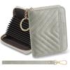 imageBOSTANTEN Credit Card Holder Wallet RFID Double Zipper Small Wallet for Women Leather Keychain Wallet with Tassel BlueLight Grey