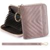 imageBOSTANTEN Credit Card Holder Wallet RFID Double Zipper Small Wallet for Women Leather Keychain Wallet with Tassel BluePurple
