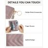 imageBOSTANTEN Credit Card Holder Wallet RFID Double Zipper Small Wallet for Women Leather Keychain Wallet with Tassel BluePurple