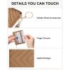 imageBOSTANTEN Credit Card Holder Wallet RFID Double Zipper Small Wallet for Women Leather Keychain Wallet with Tassel BlueSuede Brown