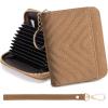 imageBOSTANTEN Credit Card Holder Wallet RFID Double Zipper Small Wallet for Women Leather Keychain Wallet with Tassel BlueSuede Brown