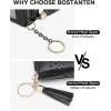 imageBOSTANTEN Credit Card Holder Wallet RFID Double Zipper Small Wallet for Women Leather Keychain Wallet with Tassel BlueTasselBlack
