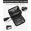 imageBOSTANTEN Credit Card Holder Wallet RFID Double Zipper Small Wallet for Women Leather Keychain Wallet with Tassel BlueTasselBlack