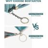 imageBOSTANTEN Credit Card Holder Wallet RFID Double Zipper Small Wallet for Women Leather Keychain Wallet with Tassel BlueTasselBlue