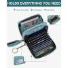imageBOSTANTEN Credit Card Holder Wallet RFID Double Zipper Small Wallet for Women Leather Keychain Wallet with Tassel BlueTasselBlue