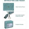 imageBOSTANTEN Credit Card Holder Wallet RFID Double Zipper Small Wallet for Women Leather Keychain Wallet with Tassel BlueTasselBlue