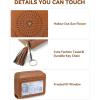 imageBOSTANTEN Credit Card Holder Wallet RFID Double Zipper Small Wallet for Women Leather Keychain Wallet with Tassel BlueTasselBrown