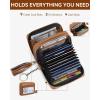 imageBOSTANTEN Credit Card Holder Wallet RFID Double Zipper Small Wallet for Women Leather Keychain Wallet with Tassel BlueTasselBrown
