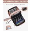 imageBOSTANTEN Credit Card Holder Wallet RFID Double Zipper Small Wallet for Women Leather Keychain Wallet with Tassel BlueTasselPink