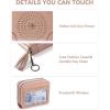 imageBOSTANTEN Credit Card Holder Wallet RFID Double Zipper Small Wallet for Women Leather Keychain Wallet with Tassel BlueTasselPink