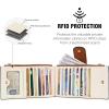 imageBOSTANTEN Leather Wallets for Women Large RFID Blocking Slim Bifold Purse Card Holder with Zipper Pocket0beigebrown