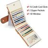 imageBOSTANTEN Leather Wallets for Women Large RFID Blocking Slim Bifold Purse Card Holder with Zipper Pocket0beigebrown