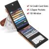 imageBOSTANTEN Leather Wallets for Women Large RFID Blocking Slim Bifold Purse Card Holder with Zipper Pocket1BlackBrown