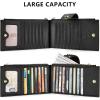 imageBOSTANTEN Leather Wallets for Women Large RFID Blocking Slim Bifold Purse Card Holder with Zipper Pocket2Black