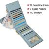imageBOSTANTEN Leather Wallets for Women Large RFID Blocking Slim Bifold Purse Card Holder with Zipper Pocket2Blue